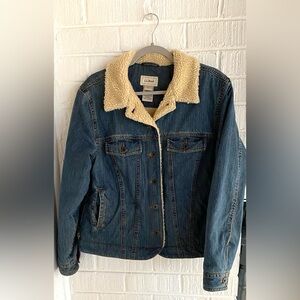 L.L. Bean Women's Classic Blue Jean Jacket Sherpa Lined Size L